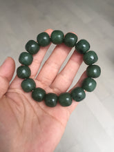 Load image into Gallery viewer, 13.7x13mm 100% Natural olive green/brown/black vintage style nephrite Hetian Jade bead bracelet HE95
