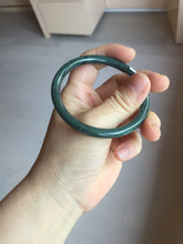 Load image into Gallery viewer, 55.4mm Certified Type A 100% Natural dark green/blue/gray/black snowy Guatemala slim round cut Jadeite bangle PA82-1031
