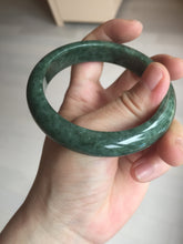 Load image into Gallery viewer, 57mm certified 100% natural dark green spinach green black jadeite jade bangle AS86-7086
