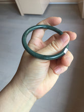 Load image into Gallery viewer, 55.4mm Certified Type A 100% Natural dark green/blue/gray/black snowy Guatemala slim round cut Jadeite bangle PA82-1031
