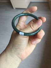 Load image into Gallery viewer, 55.4mm Certified Type A 100% Natural dark green/blue/gray/black snowy Guatemala slim round cut Jadeite bangle PA82-1031

