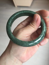 Load image into Gallery viewer, 57mm certified 100% natural dark green spinach green black jadeite jade bangle AS86-7086
