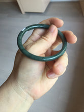 Load image into Gallery viewer, 55.4mm Certified Type A 100% Natural dark green/blue/gray/black snowy Guatemala slim round cut Jadeite bangle PA82-1031
