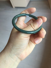 Load image into Gallery viewer, 55.4mm Certified Type A 100% Natural dark green/blue/gray/black snowy Guatemala slim round cut Jadeite bangle PA82-1031
