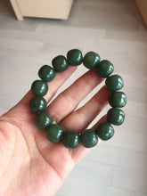 Load image into Gallery viewer, 14x13.2mm 100% Natural olive green/brown/black vintage style nephrite Hetian Jade bead bracelet HT97
