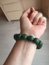 Load image into Gallery viewer, 14x13.2mm 100% Natural olive green/brown/black vintage style nephrite Hetian Jade bead bracelet HT97
