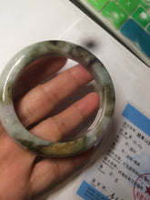 Load image into Gallery viewer, 55.3mm certified Type A 100% Natural dark green/purple/yellow Jadeite Jade bangle AZ41-4099
