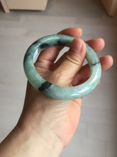 Load image into Gallery viewer, 56.5mm Certified Type A 100% Natural icy watery light green dark green chubby Jadeite Jade bangle BP36-8907
