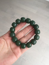 Load image into Gallery viewer, 14x13.2mm 100% Natural olive green/brown/black vintage style nephrite Hetian Jade bead bracelet HT97
