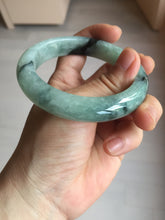 Load image into Gallery viewer, 56.5mm Certified Type A 100% Natural icy watery light green dark green chubby Jadeite Jade bangle BP36-8907
