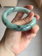 Load image into Gallery viewer, 56.5mm Certified Type A 100% Natural icy watery light green dark green chubby Jadeite Jade bangle BP36-8907
