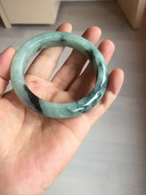 Load image into Gallery viewer, 56.5mm Certified Type A 100% Natural icy watery light green dark green chubby Jadeite Jade bangle BP36-8907
