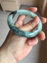 Load image into Gallery viewer, 56.5mm Certified Type A 100% Natural icy watery light green dark green chubby Jadeite Jade bangle BP36-8907
