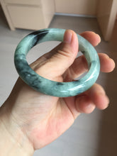 Load image into Gallery viewer, 56.5mm Certified Type A 100% Natural icy watery light green dark green chubby Jadeite Jade bangle BP36-8907
