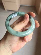 Load image into Gallery viewer, 56.5mm Certified Type A 100% Natural icy watery light green dark green chubby Jadeite Jade bangle BP36-8907
