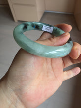 Load image into Gallery viewer, 56.5mm Certified Type A 100% Natural icy watery light green dark green chubby Jadeite Jade bangle BP36-8907
