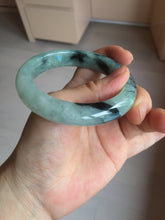 Load image into Gallery viewer, 56.5mm Certified Type A 100% Natural icy watery light green dark green chubby Jadeite Jade bangle BP36-8907
