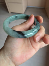 Load image into Gallery viewer, 56.5mm Certified Type A 100% Natural icy watery light green dark green chubby Jadeite Jade bangle BP36-8907
