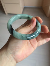 Load image into Gallery viewer, 56.5mm Certified Type A 100% Natural icy watery light green dark green chubby Jadeite Jade bangle BP36-8907
