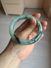 Load image into Gallery viewer, 56.5mm Certified Type A 100% Natural icy watery light green dark green chubby Jadeite Jade bangle BP36-8907
