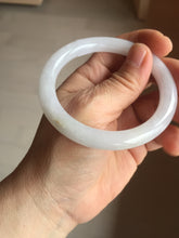 Load image into Gallery viewer, 54.5mm certified 100% natural Type A icy watery light green/white round cut jadeite jade bangle PB103-(4324)
