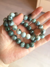 Load image into Gallery viewer, 11.5mm 100% natural type A green/white jadeite jade beads bracelet group BK55
