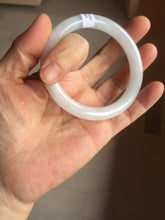 Load image into Gallery viewer, 54.5mm certified 100% natural Type A icy watery light green/white round cut jadeite jade bangle PB103-(4324)
