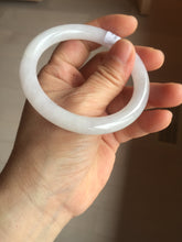 Load image into Gallery viewer, 54.5mm certified 100% natural Type A icy watery light green/white round cut jadeite jade bangle PB103-(4324)
