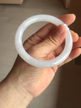 Load image into Gallery viewer, 54.5mm certified 100% natural Type A icy watery light green/white round cut jadeite jade bangle PB103-(4324)
