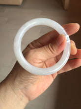 Load image into Gallery viewer, 54.5mm certified 100% natural Type A icy watery light green/white round cut jadeite jade bangle PB103-(4324)
