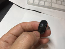Load image into Gallery viewer, 17.1mm size 6 3/4 100% natural type A black/dark green (Mocui, 墨翠) broad jadeite jade band ring thumb ring BK105

