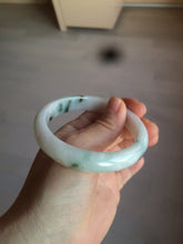 Load image into Gallery viewer, 56.5mm certified type A 100% Natural dark green/white jadeite jade bangle BG75-1837
