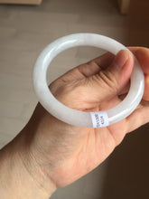 Load image into Gallery viewer, 54.5mm certified 100% natural Type A icy watery light green/white round cut jadeite jade bangle PB103-(4324)
