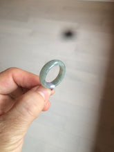 Load image into Gallery viewer, 100% natural type A green/black (青花乌鸡芝麻糊) jadeite jade band ring AE57
