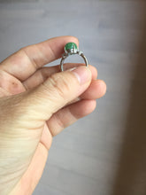 Load image into Gallery viewer, 100% natural type A sunny green four-prong jadeite jade ring PA81
