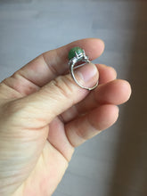 Load image into Gallery viewer, 100% natural type A sunny green four-prong jadeite jade ring PA81
