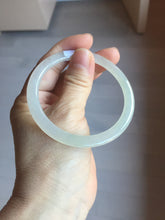 Load image into Gallery viewer, 57mm certified 100% natural type A icy watery white beige flat jadeite bangle PD25-5814
