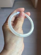 Load image into Gallery viewer, 57mm certified 100% natural type A icy watery white beige flat jadeite bangle PD25-5814
