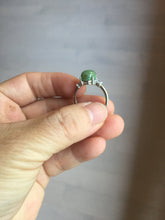 Load image into Gallery viewer, 100% natural type A sunny green four-prong jadeite jade ring PA81
