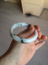 Load image into Gallery viewer, 56.5mm certified type A 100% Natural dark green/white jadeite jade bangle BG75-1837
