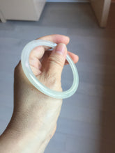Load image into Gallery viewer, 57mm certified 100% natural type A icy watery white beige flat jadeite bangle PD25-5814
