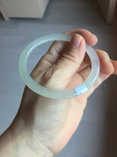 Load image into Gallery viewer, 57mm certified 100% natural type A icy watery white beige flat jadeite bangle PD25-5814
