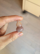 Load image into Gallery viewer, 100% natural icy purple/brown/red Quartzite (jinsi jade, 金丝玉) Golden Silk Jade gourd ( 葫芦, 福禄) pendant/handhold worry stone/desk decor SY73
