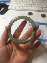 Load image into Gallery viewer, 54.3mm Certified type A 100% Natural green dark green floating seaweed round cut Jadeite bangle PC139-6618
