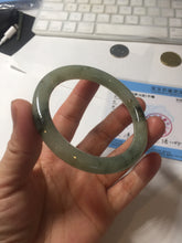 Load image into Gallery viewer, 54.3mm Certified type A 100% Natural green dark green floating seaweed round cut Jadeite bangle PC139-6618
