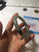 Load image into Gallery viewer, 54.3mm Certified type A 100% Natural green dark green floating seaweed round cut Jadeite bangle PC139-6618
