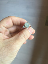 Load image into Gallery viewer, 100% natural type A icy watery light green four-prong jadeite jade ring PA79
