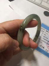Load image into Gallery viewer, 54.3mm Certified type A 100% Natural green dark green floating seaweed round cut Jadeite bangle PC139-6618
