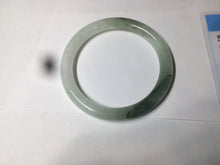 Load image into Gallery viewer, 54.5mm Certified type A 100% Natural icy watery dark green/white round cut Jadeite bangle BG74-0417
