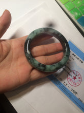 Load image into Gallery viewer, 55.5mm Certified Type A 100% Natural dark green/blue/black Jadeite Jade bangle AZ48-9770
